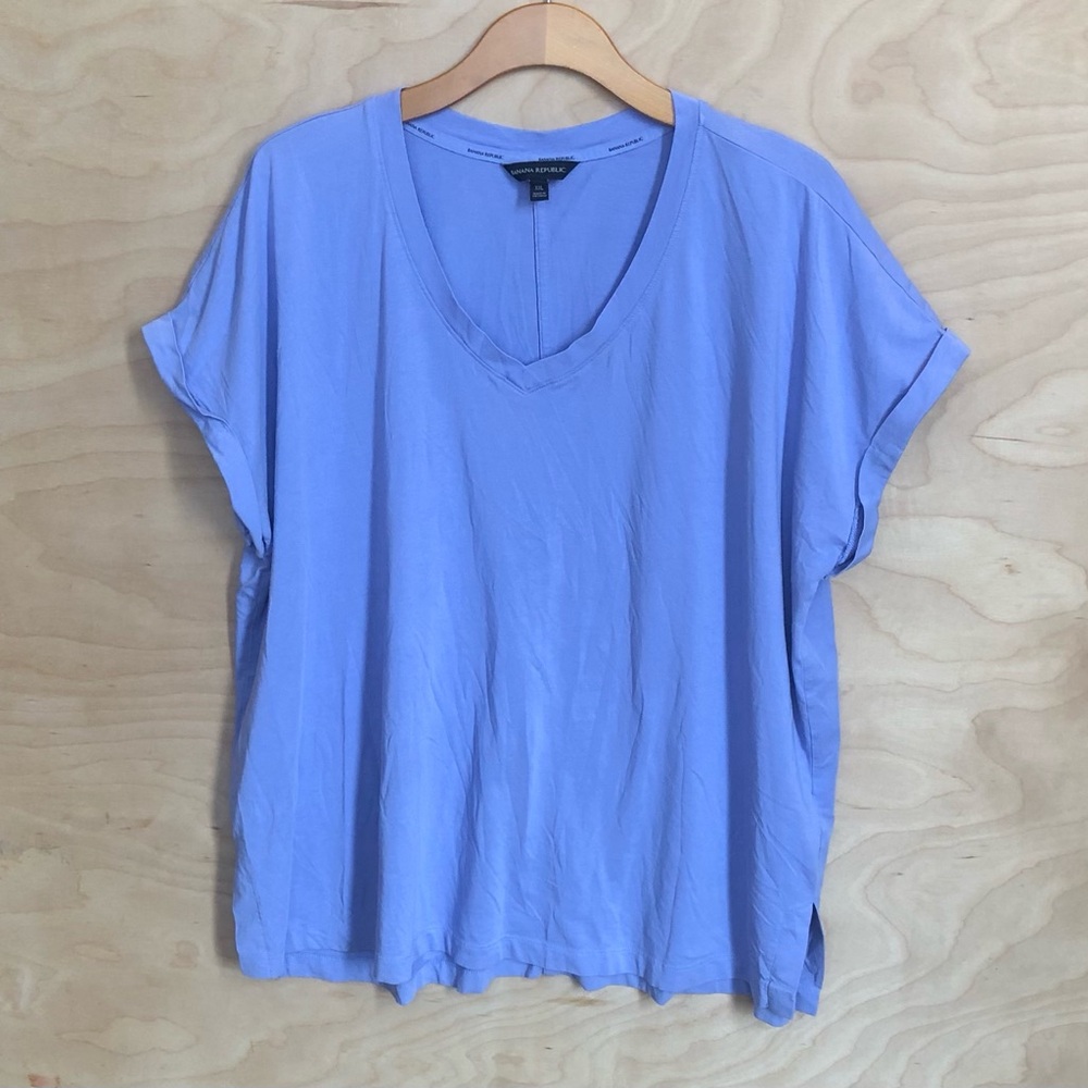 Banana Republic Lilac Kimono Top V Neck Slit Relaxed Womens XL.
